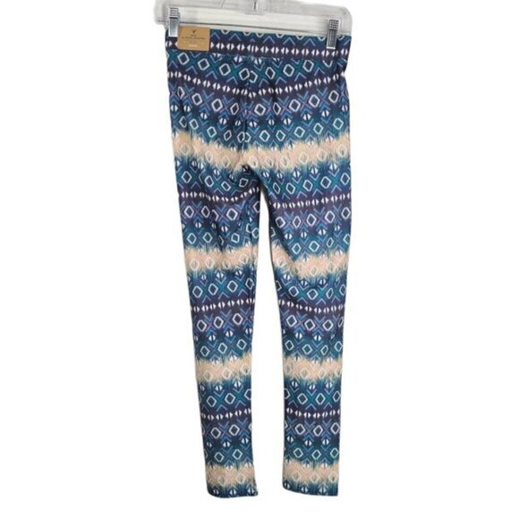 NWT AEO Green Fair Isle High Rise Leggings - Picture 1 of 5